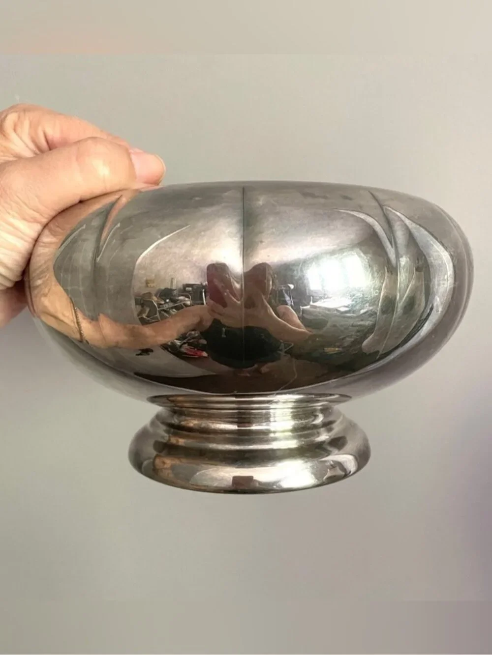 Vintage Silver Plated Rose Bowl w/ Glass Flower Frog - 7” diameter 🇨🇦 - Picture 3 of 9